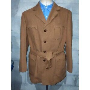 1960s 42 Vintage Hunting Norfolk Safari GERMANY Tweed Belted Gusset Coat Jacket